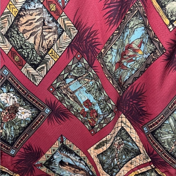 Vintage Hilo Hattie Made in Hawaii Maroon Tropical Hawaiian Sleeveless Dress M - Picture 6 of 14